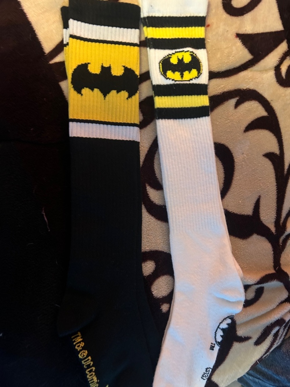 Kids Batman-Inspired Athletic Crew Socks - Yellow, Black & White